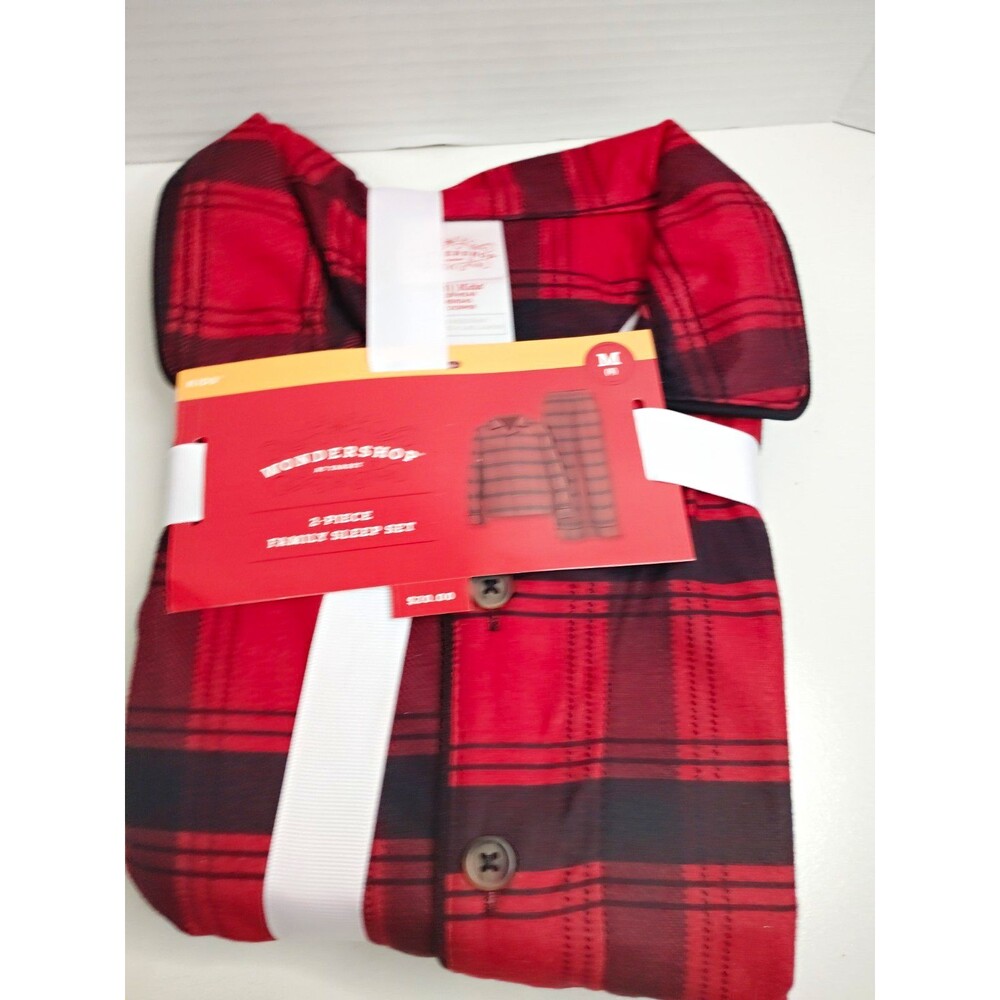 Wondershop Kidd 2-Piece Plaid Pajama Set Red/Black Button Collared Size M 8 Size